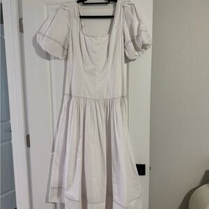 M&S White Puff Sleeve Midi Dress